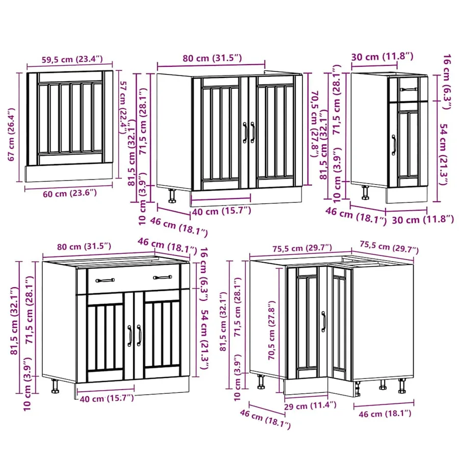 Ensemble d'armoires de cuisine 11 pcs Lucca bois d'ingénierie - 10