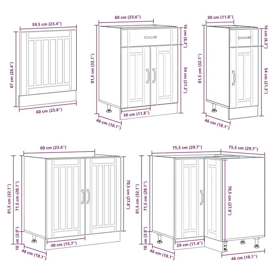 Ensemble d'armoires de cuisine 11 pcs Lucca bois d'ingénierie - 10