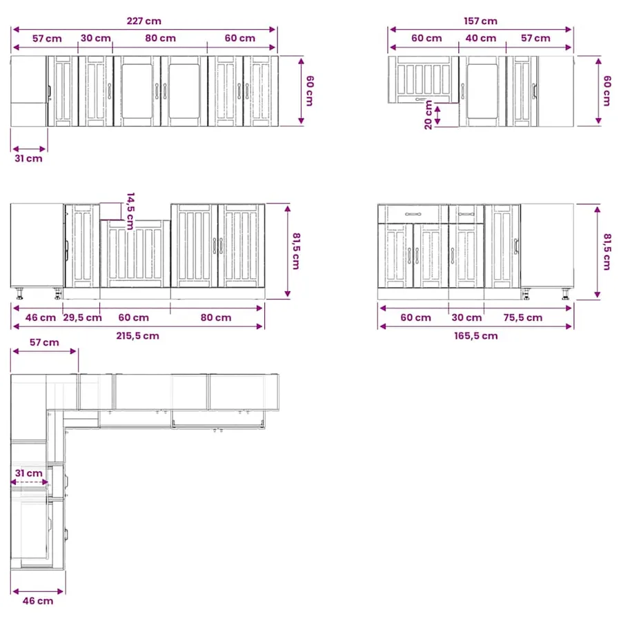 Ensemble d'armoires de cuisine 11 pcs Lucca bois d'ingénierie - 9