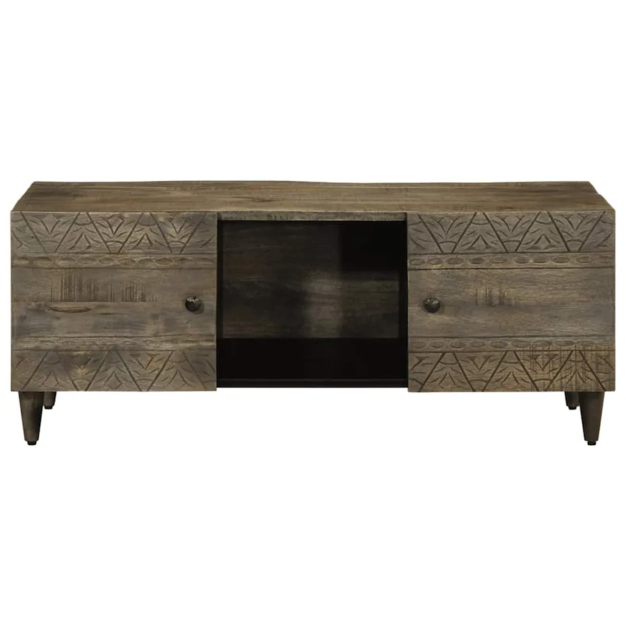 Table basse gris clair 100x54x40 cm bois massif de manguier - 2