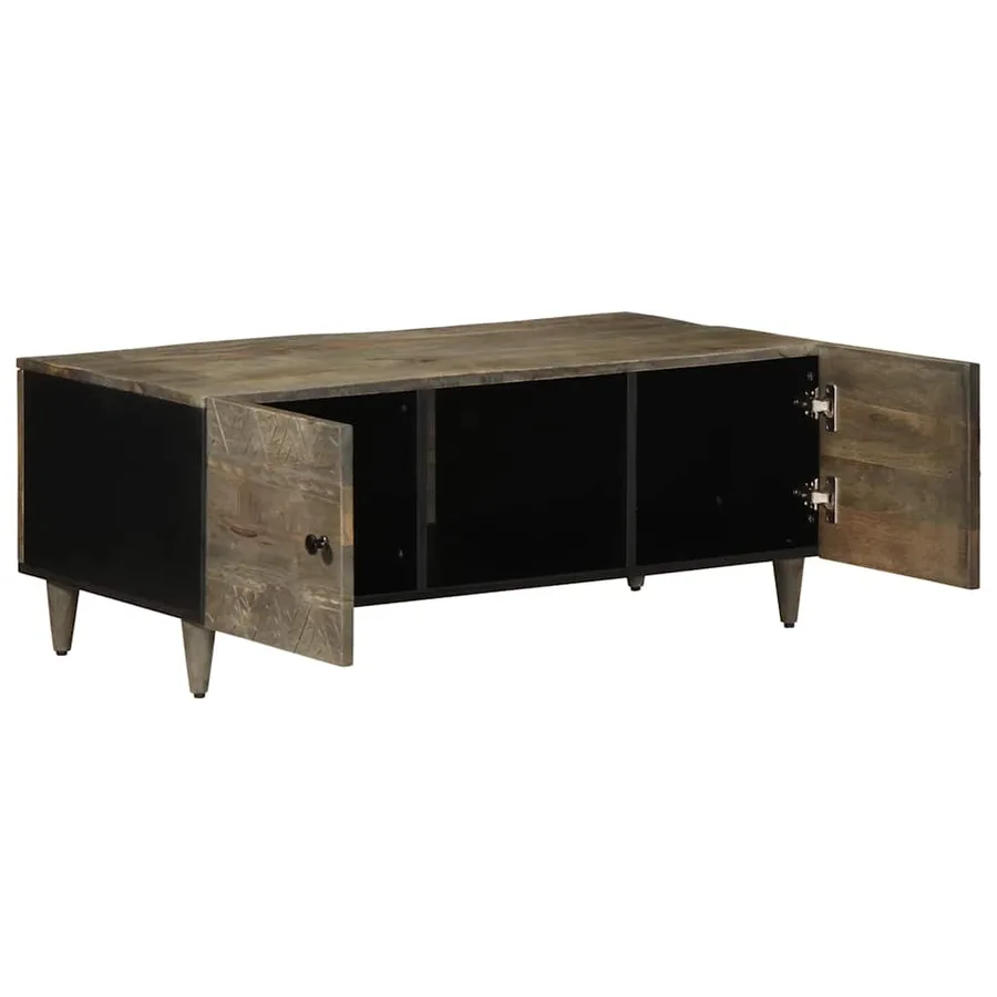 Table basse gris clair 100x54x40 cm bois massif de manguier - 3