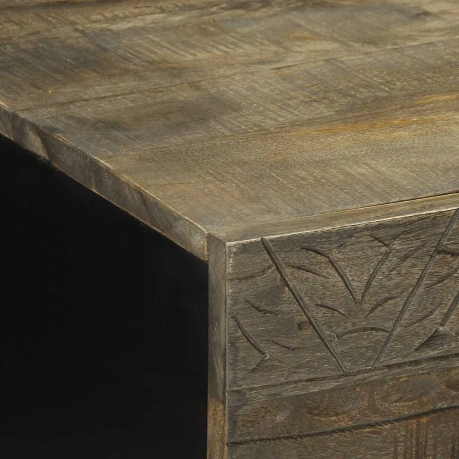 Table basse gris clair 100x54x40 cm bois massif de manguier - 6