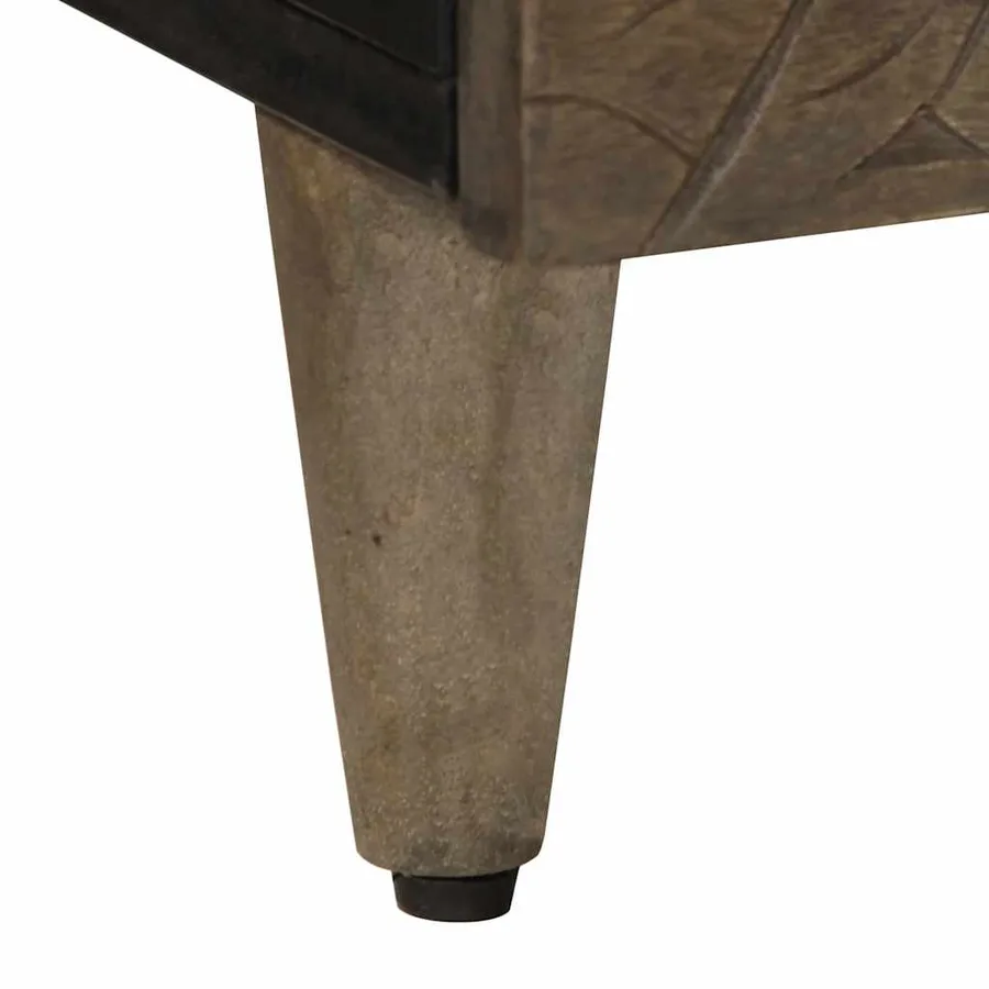 Table basse gris clair 100x54x40 cm bois massif de manguier - 8