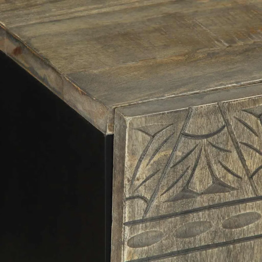 Meuble TV gris clair 105x33,5x46 cm bois massif de manguier - 6