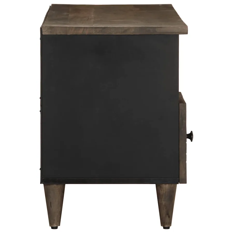 Meuble TV noir 100x33x46 cm bois massif de manguier - 4