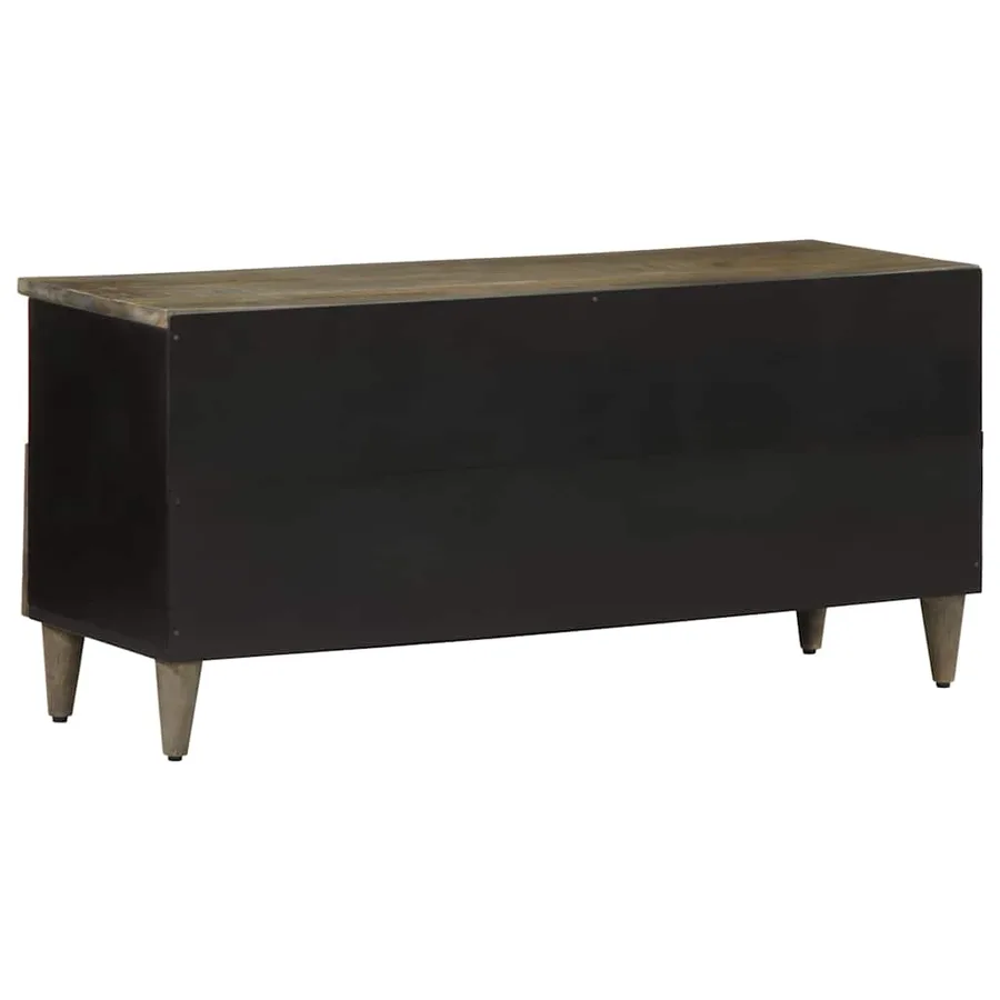 Meuble TV noir 100x33x46 cm bois massif de manguier - 5