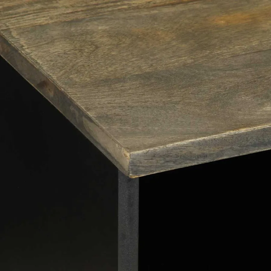 Meuble TV noir 100x33x46 cm bois massif de manguier - 6