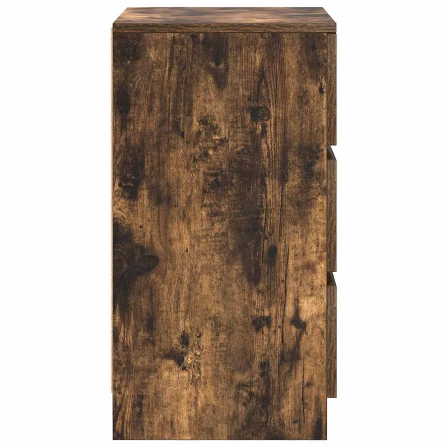 Tables de chevet avec 3 tiroirs 2 pcs chêne fumé 39x35x65 cm - 8
