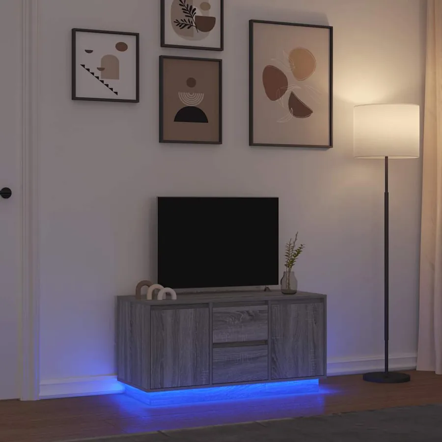 Meuble TV avec lumières LED sonoma gris 100x41x50 cm