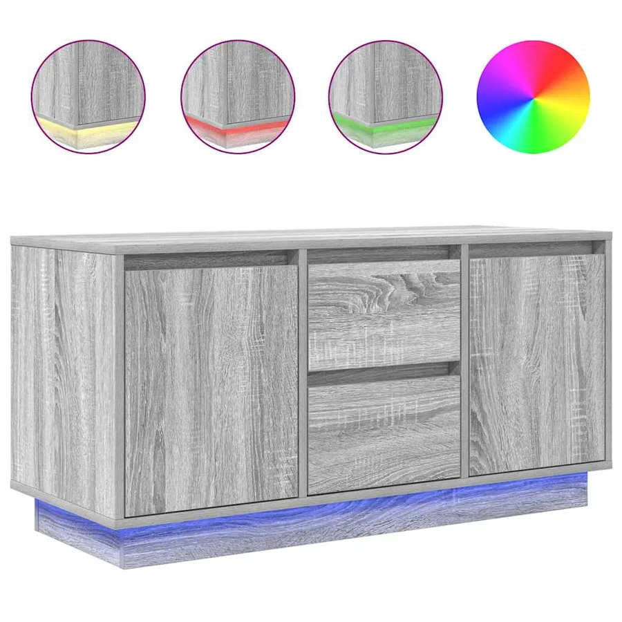 Meuble TV avec lumières LED sonoma gris 100x41x50 cm - 2