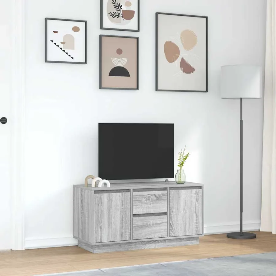Meuble TV avec lumières LED sonoma gris 100x41x50 cm - 4