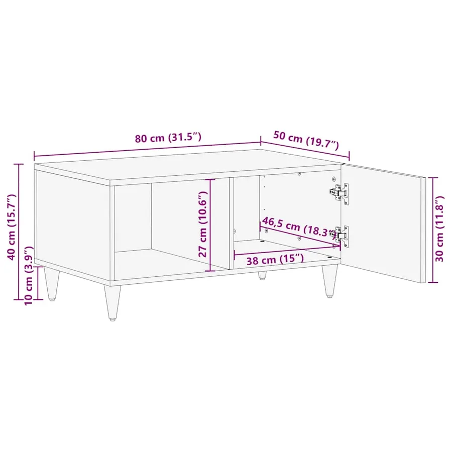 Table basse gris clair 80x50x40 cm bois de manguier massif - 11