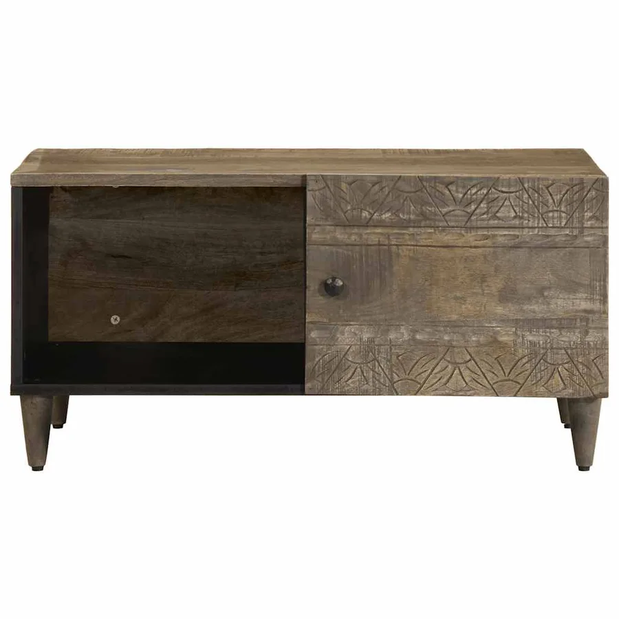 Table basse gris clair 80x50x40 cm bois de manguier massif - 2
