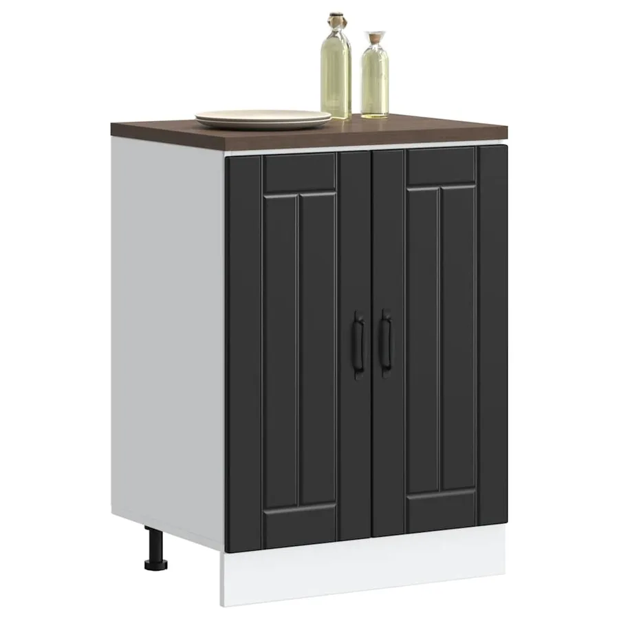 Meuble de base de lavabo Lucca noir bois d'ingénierie - 3