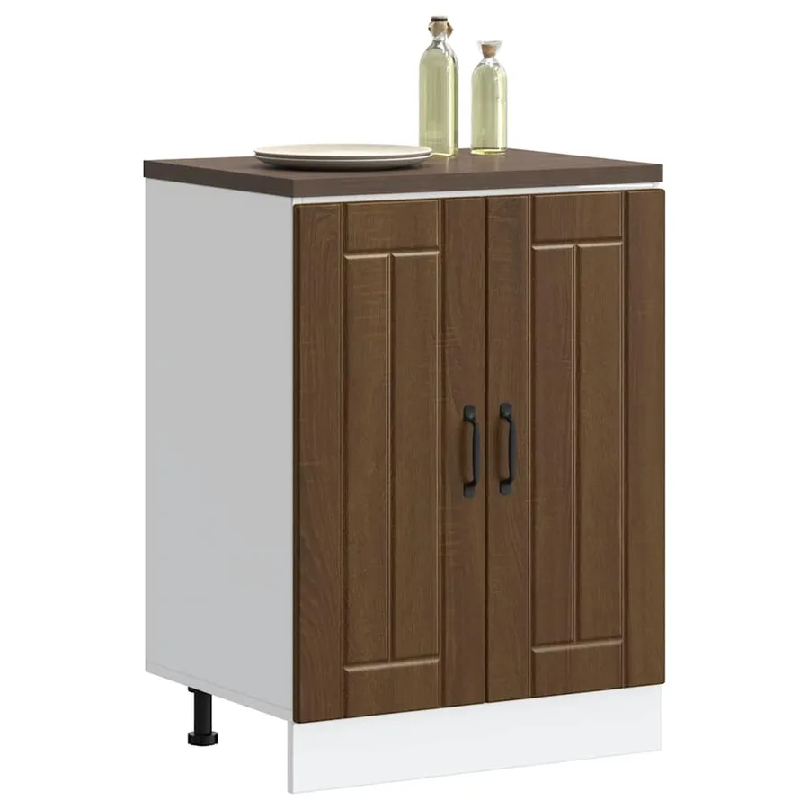 Meuble de base de lavabo Lucca chêne marron bois d'ingénierie - 3