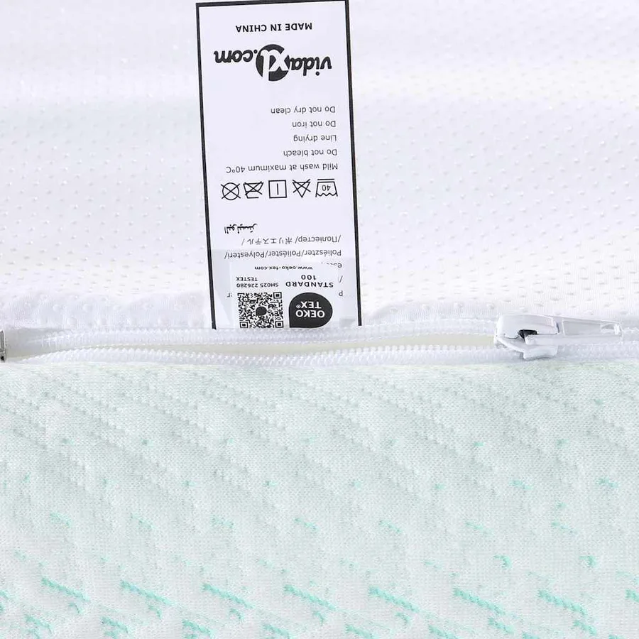Surmatelas Blanc et vert 140 x 190 cm Tissu Jacquard - 9