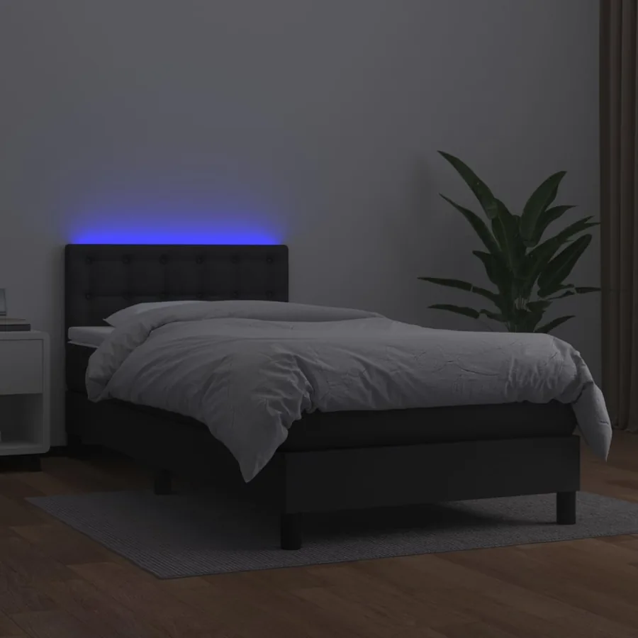Sommier à lattes de lit avec matelas et LED Noir 80x200 cm - 3