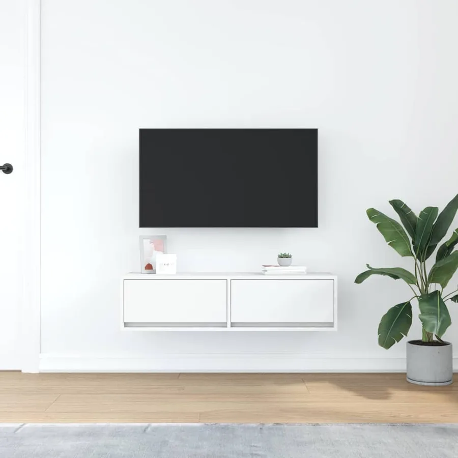 Meuble TV Blanc 100 x 31 x 25,5 cm Bois d'ingénierie - 4