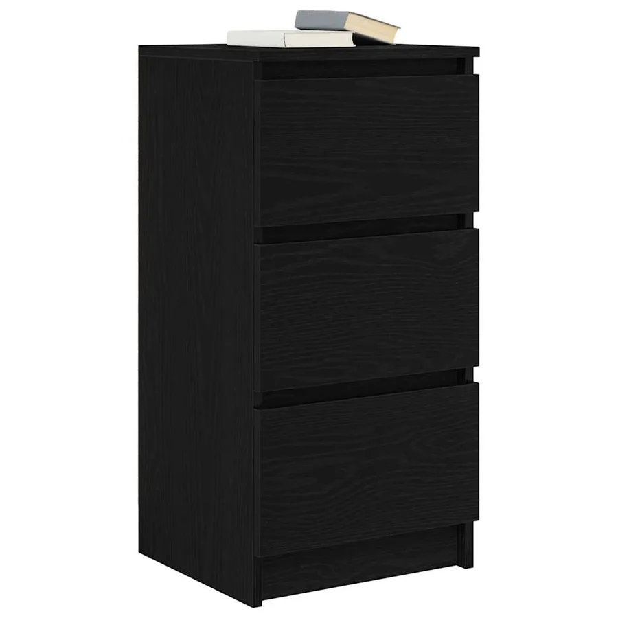 Buffet chêne noir 37,5x35x76 cm bois d'ingénierie - 4