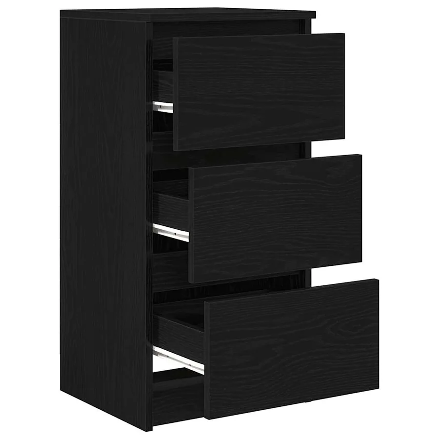Buffet chêne noir 37,5x35x76 cm bois d'ingénierie - 5