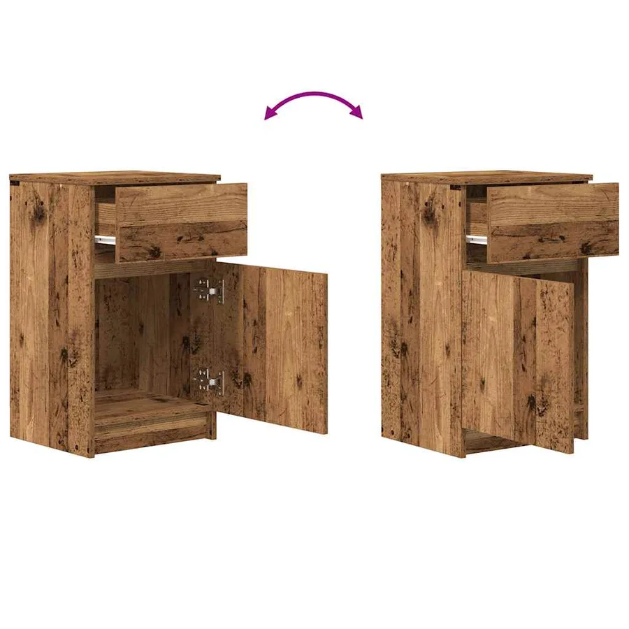 Table de chevet vieux bois 39x35x65 cm bois d’ingénierie - 9