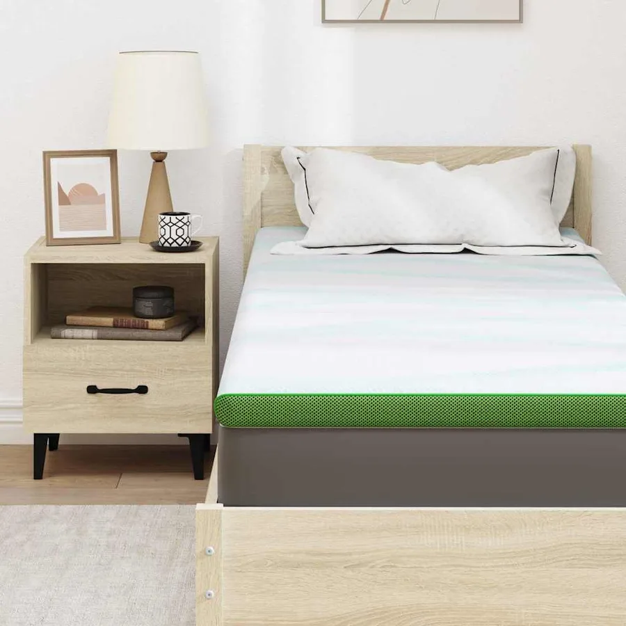 Surmatelas Blanc et vert 80 x 200 cm Tissu Jacquard - 7