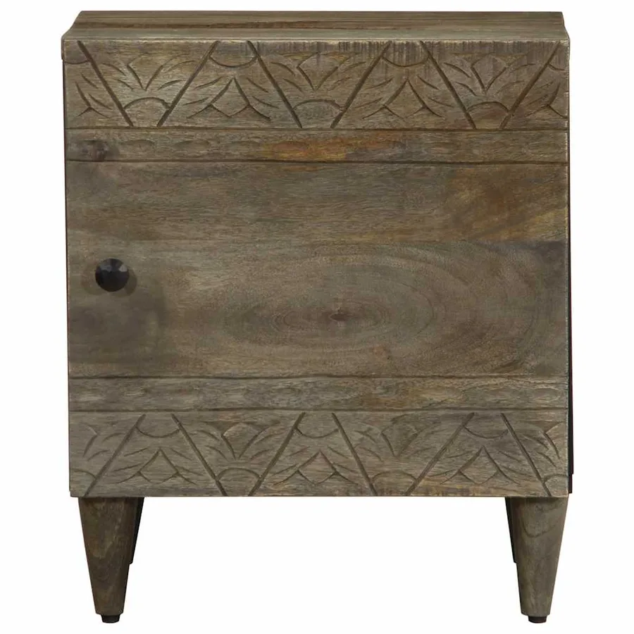 Tables chevet 2 pcs gris clair 40x33x46 cm bois manguier solide - 4