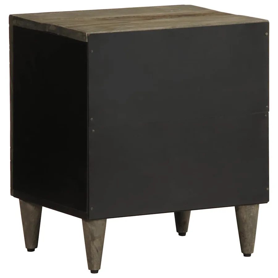Tables chevet 2 pcs gris clair 40x33x46 cm bois manguier solide - 6