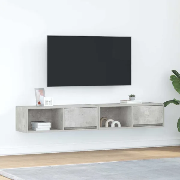 Meubles TV 2 pcs gris béton 80x31x25,5 cm bois d'ingénierie