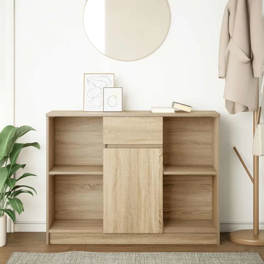 Buffet avec tiroir chêne sonoma 101x35x76 cm bois d'ingénierie - 3