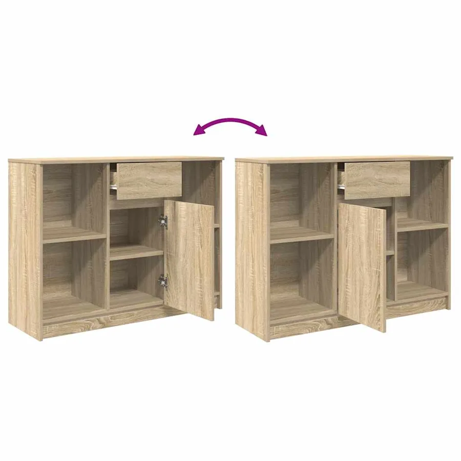 Buffet avec tiroir chêne sonoma 101x35x76 cm bois d'ingénierie - 9