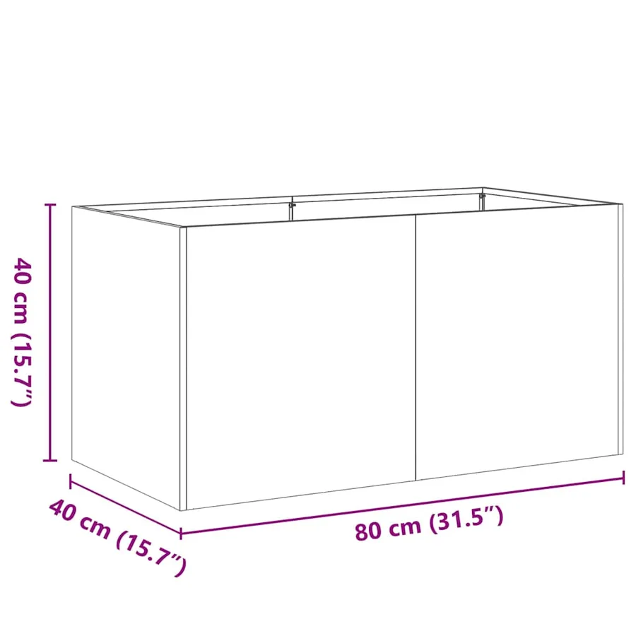 Jardinière anthracite 80x40x40 cm acier laminé à froid - 9