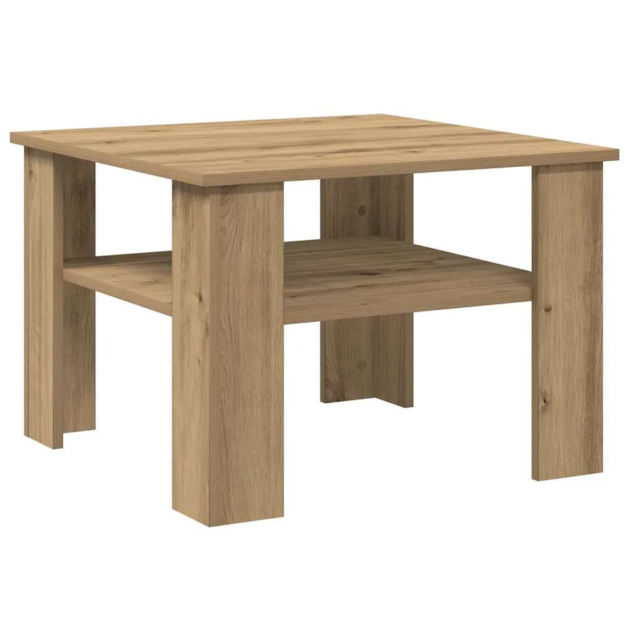 Table basse chêne artisanal 60x60x42cm bois d'ingénierie - 2