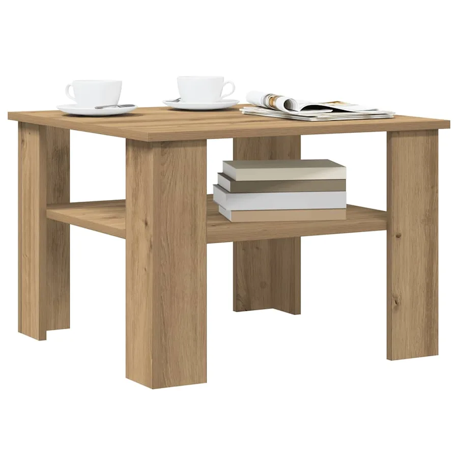 Table basse chêne artisanal 60x60x42cm bois d'ingénierie - 3