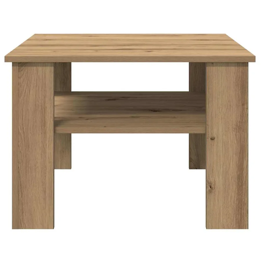 Table basse chêne artisanal 60x60x42cm bois d'ingénierie - 5