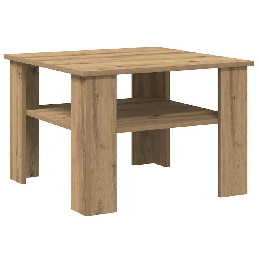 Table basse chêne artisanal 60x60x42cm bois d'ingénierie - 6