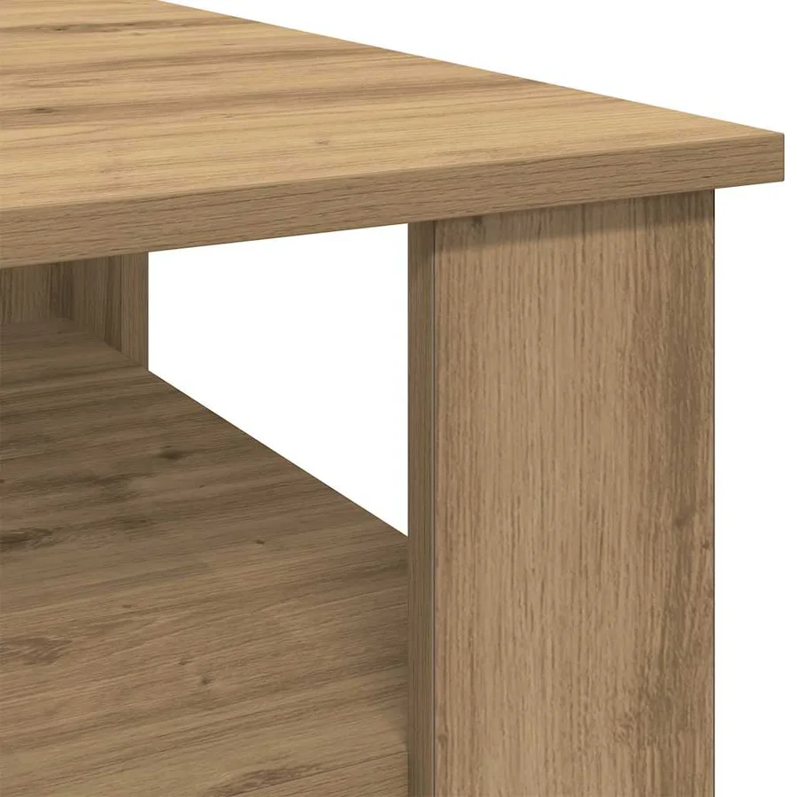 Table basse chêne artisanal 60x60x42cm bois d'ingénierie - 7