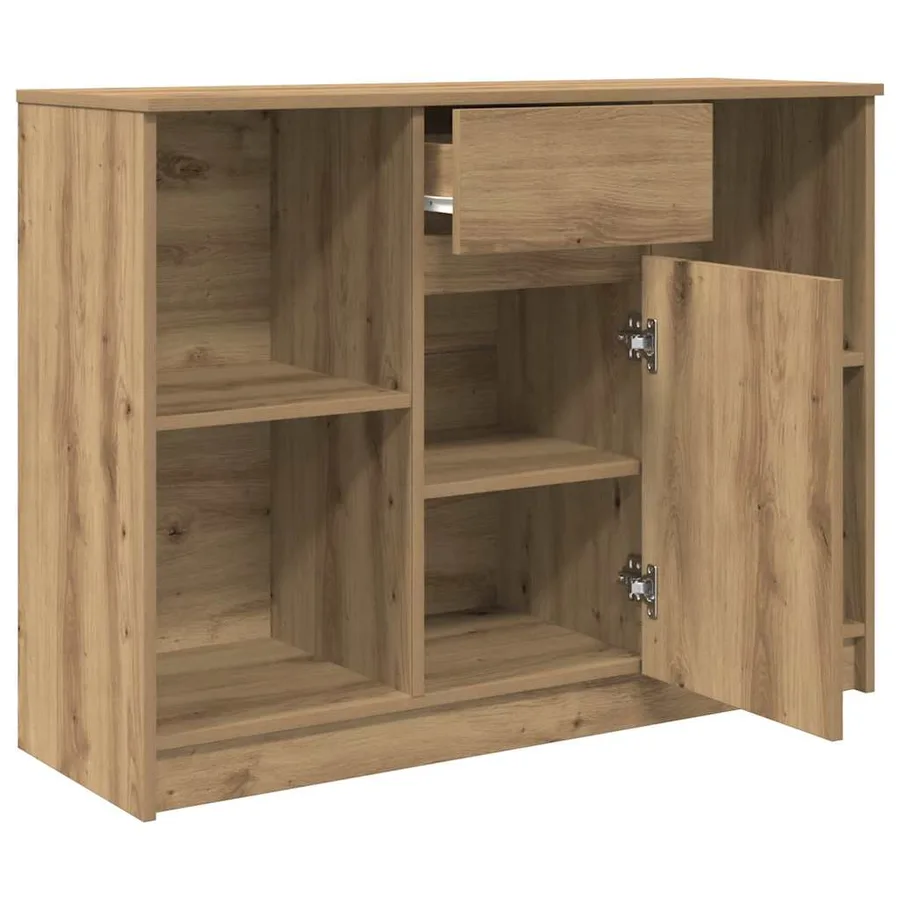 Buffet avec tiroir chêne artisanal 101x35x76 cm bois ingénierie - 5