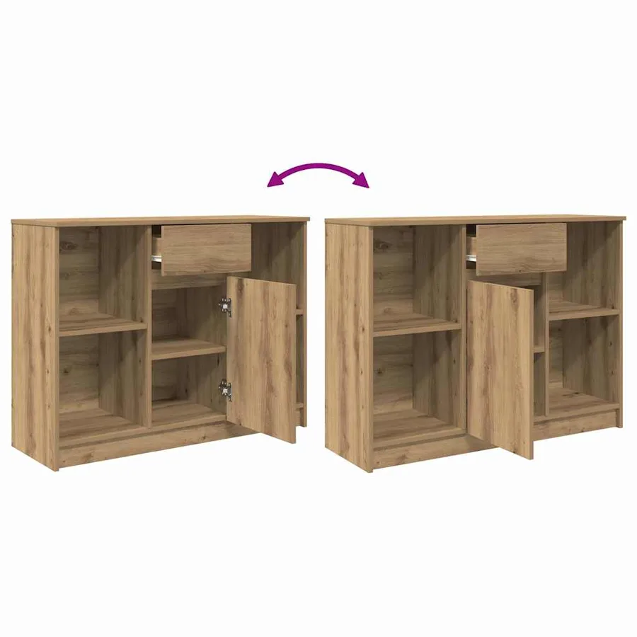 Buffet avec tiroir chêne artisanal 101x35x76 cm bois ingénierie - 9