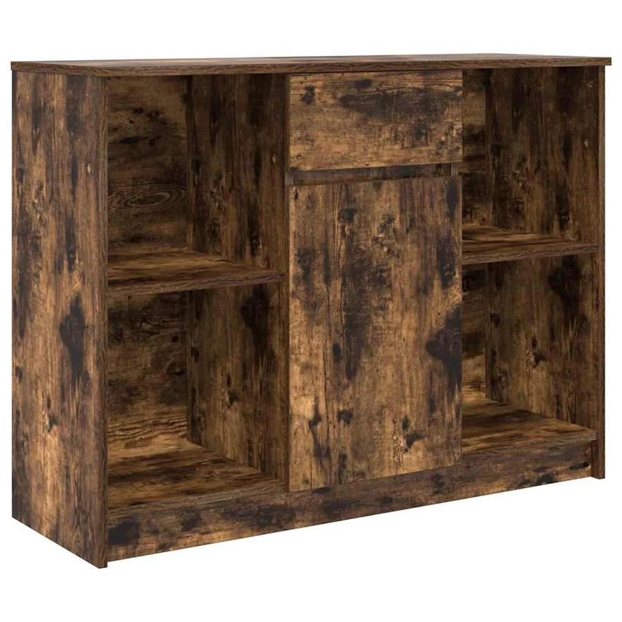 Buffet avec tiroir chêne fumé 101x35x76 cm bois d'ingénierie - 2