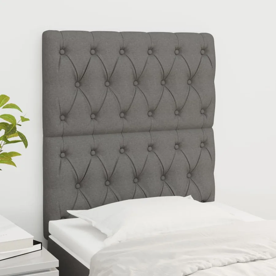 Tête de lit Gris foncé 80x7x118/128 cm Tissu