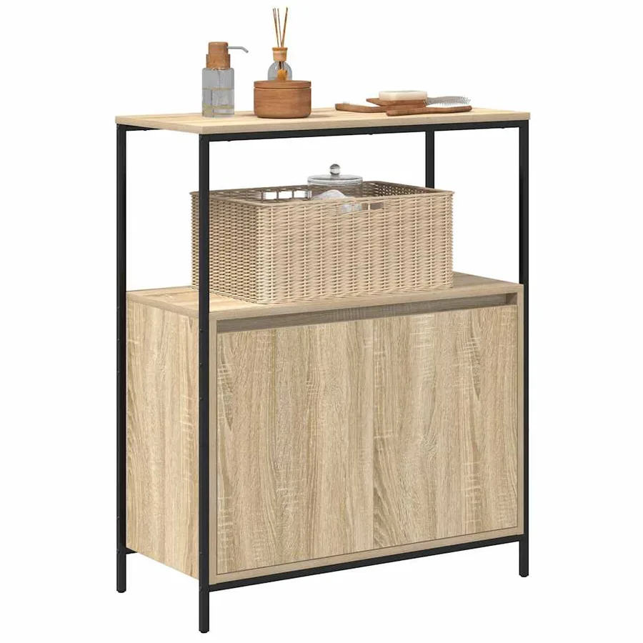 Meuble de salle de bain et étagères chêne sonoma 76,5x35x95 cm - 4