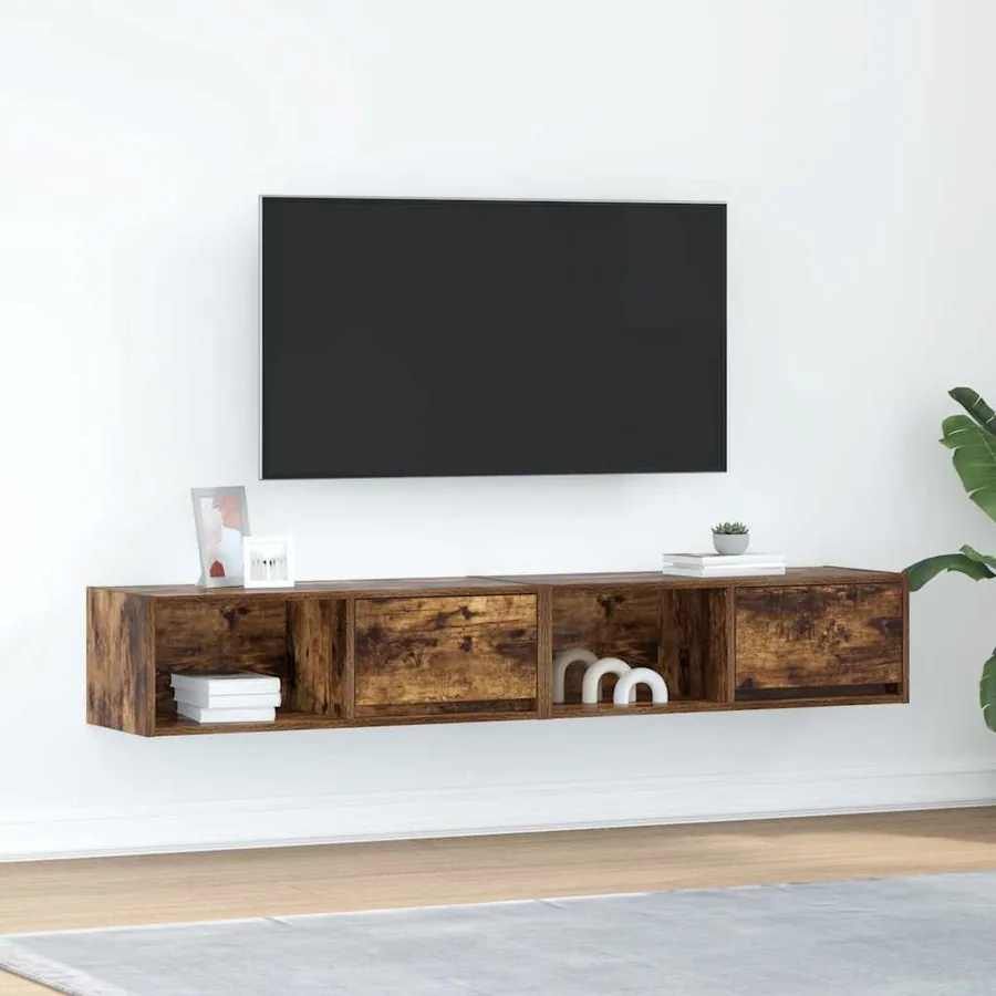 Meubles TV 2 pcs chêne fumé 80x31x25,5 cm bois d'ingénierie