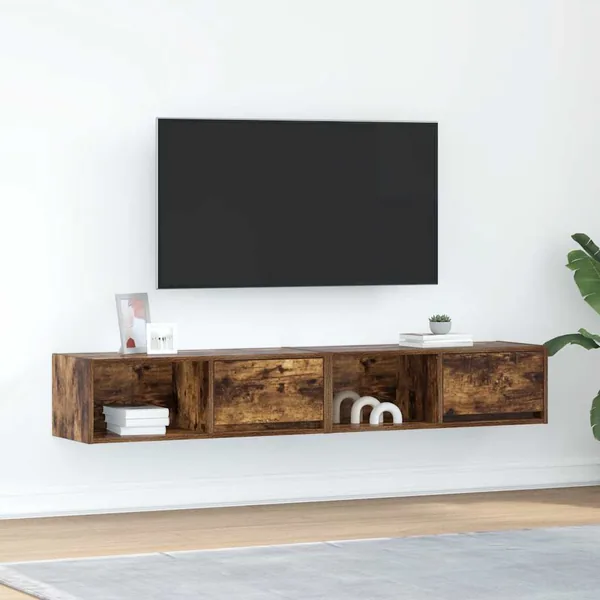 Meubles TV 2 pcs chêne fumé 80x31x25,5 cm bois d'ingénierie