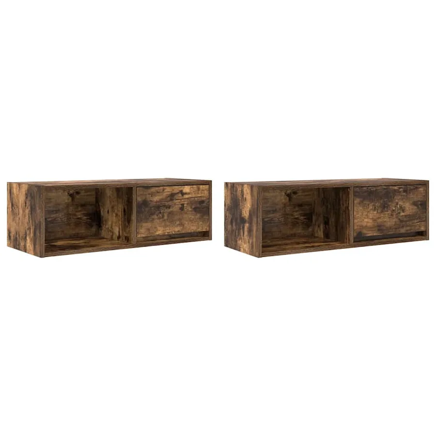 Meubles TV 2 pcs chêne fumé 80x31x25,5 cm bois d'ingénierie - 2