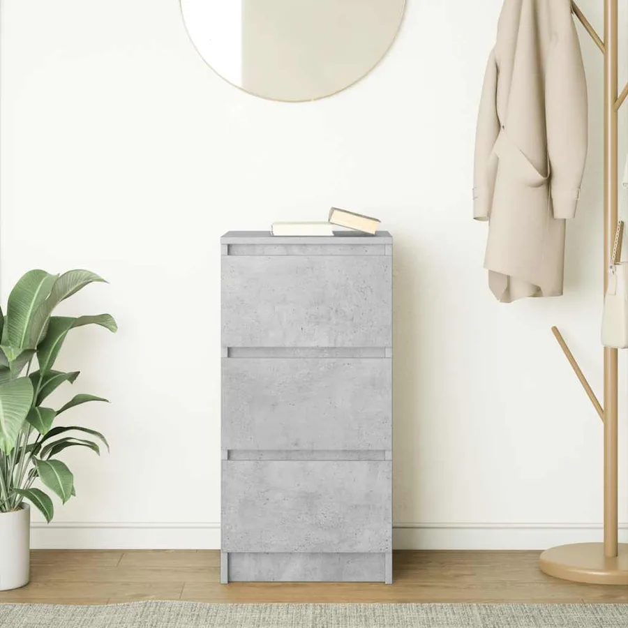 Buffet gris béton 37,5x35x76 cm bois d'ingénierie - 3