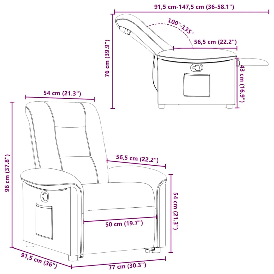 Fauteuil inclinable gris nuage tissu - 15