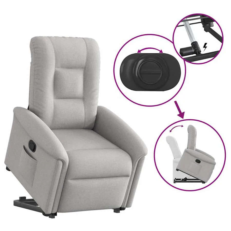 Fauteuil inclinable gris nuage tissu - 8