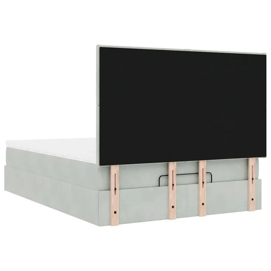 Cadre de lit ottoman avec matelas gris clair 140x200 cm velours - 10