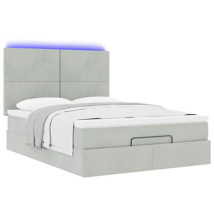 Cadre de lit ottoman avec matelas gris clair 140x200 cm velours - 6